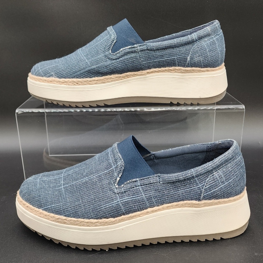 Clarks 8.5 Blue Platform Slip On‎ Sneaker Woven Textile Coastal Comfort Walking